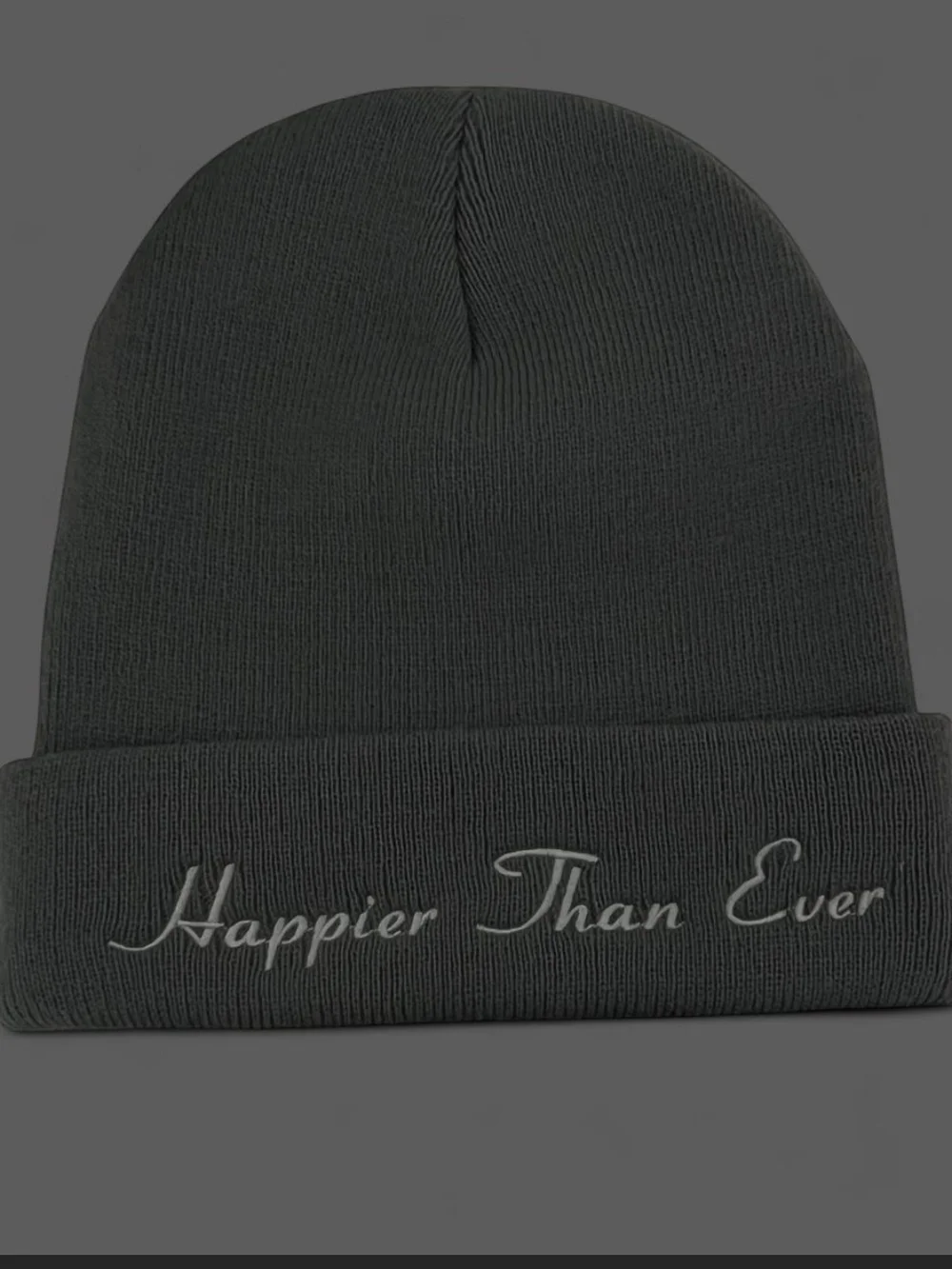 Billie Eilish Happier Than Ever Embroidered Cuffed Beanie - Dark Gray